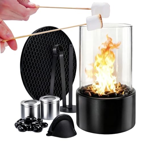 SVCEQZE Tischfeuerschale, 27x16cm Edelstahl Tischkamin, Ethanol-Kamin, Nachttischlampe, Moderne Beleuchtung, Schreibtisch Alkohol Kamin Heimdekoration, Tisch Kamins Feuer Set Für Einweihungspartys