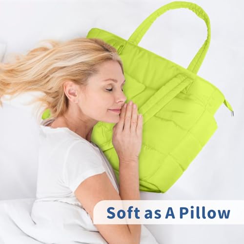 TOPDesign Puffer Tote Bag for Women, Lightweight Puffy Handbag with Compartments, Quilted Shoulder Bag for Work, Travel, Gym2