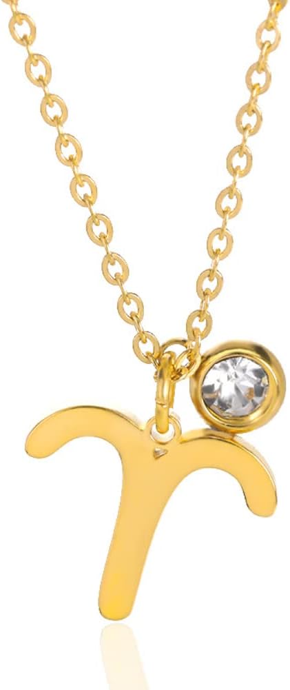 TOLOWOBK Zodiac Necklaces 12 Constellation Star Sign Horoscope Astrology Pendant Birthstone Necklace Golden Stainless Steel Dainty Jewelry Gifts for Girls Women and Men
