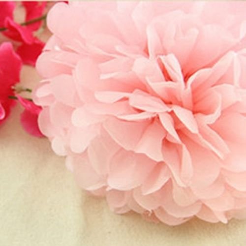 Orino8482; Pom Poms - 5Pcs 2 Sizes Tissue Paper Flowers, Tissue Paper Pom Poms, Wedding Decor, Party Decor, Pom Pom Flowers, Tissue Paper, Tissue Paper Flowers Kit, Pom Poms Craft, Wedding Pom Poms, Pom Poms Decoration (Pink&Light Pink) #TOP2