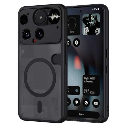 Pnakqil Magnetisch für Nothing Phone (3) Hülle für Magsafe Matt Transluzente Handyhülle für Nothing Phone (3) PC Härte Kratzfest Matte Dünn Magnetische SchutzHülle Case Schwarz
