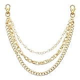 HAFRILY Cadena de mezclilla dorada de 3 capas para hombres y mujeres, cinturón de cadena ajustable vintage de hip hop con cierres, cadena de pantalones de aleación de metal, cadenas de cartera