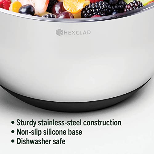 Hexclad Set Of Three Stainless Steel Mixing And Storage Bowls With Air Tight Vacuum Seals, Non-Slip Safety Base, Dishwasher Safe #TOP7