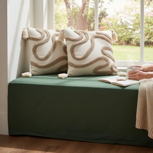 Image of RRC Boho Throw Pillows 16x16 Inch Set of 2 - Soft Mid Century Modern Decorative Pillow Covers, Aesthetic Cushion Cases for Couch, Sofa, Bed & Bedroom Decor (Multicolor, 16X16(Inches))