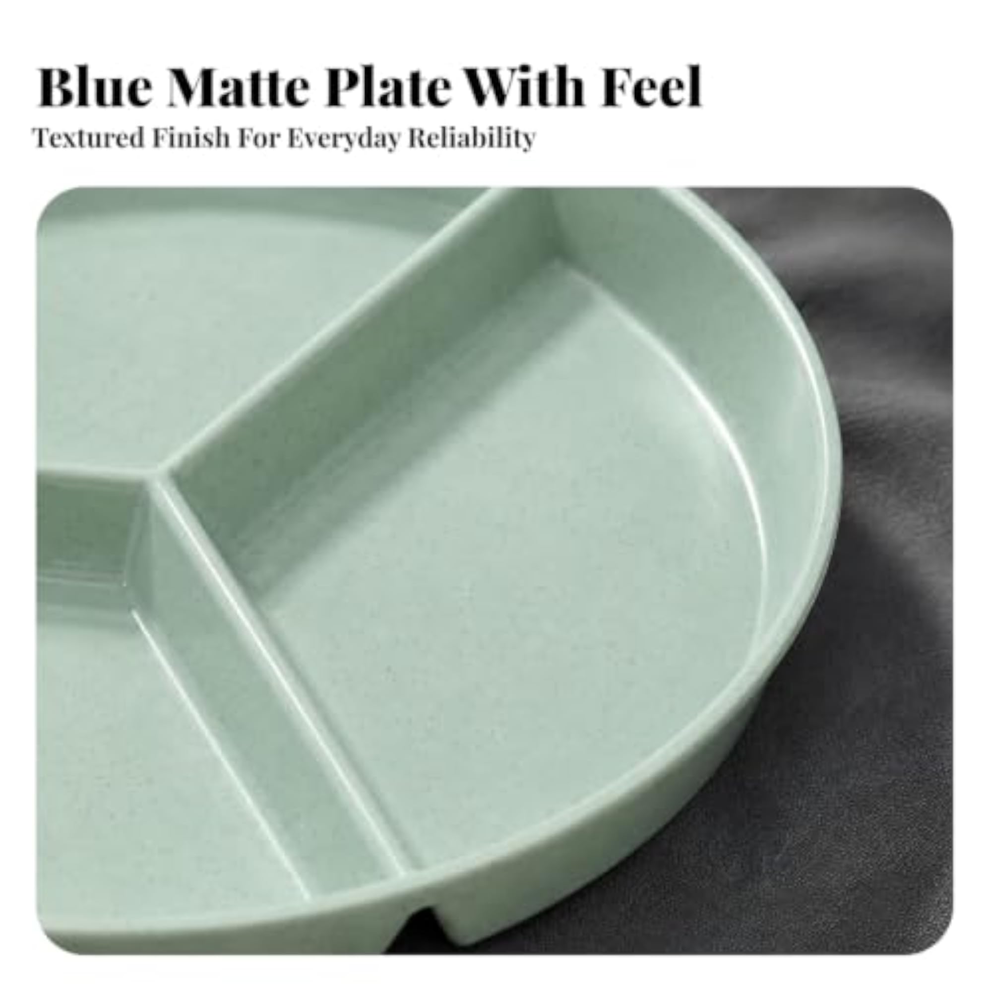 Reusable Round Divided Meal Plate, Durable Dinner Plate