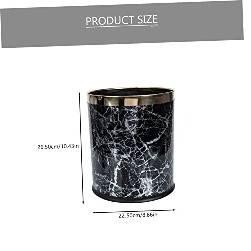Caneca de basura rectangular de mármol negro PRETYZOOM miniatura 2