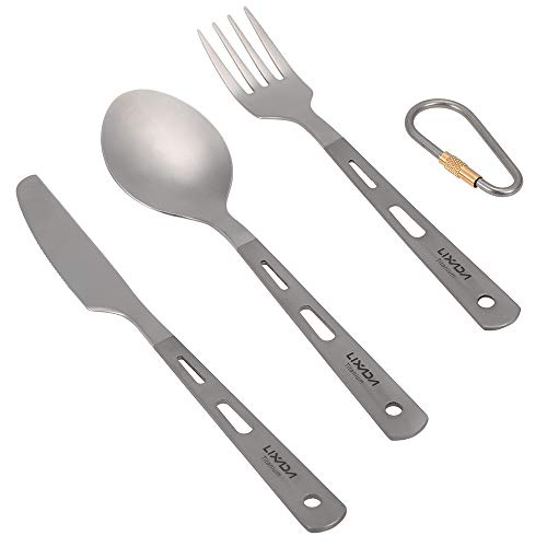 Colher, Romacci Conjunto de talheres de 3 peças Titânio para acampamento ao ar livre Piquenique Talh