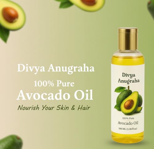 Image of 100ml Pure Cold-Pressed Avocado Hair Oil - Nourishing & Anti-Hair Fall Treatment for Hair Growth, Frizz Control & Split Ends Repair