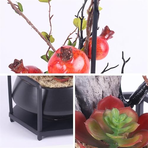Simulation d'arbre à grenade artificiel avec vase | Décoration maison et bonsaï hôtel