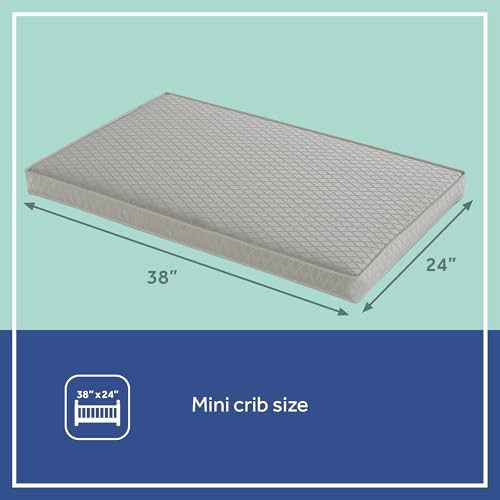 image for Sealy Baby Breathable Cotton Mini Crib Mattress, Waterproof, Sustainab