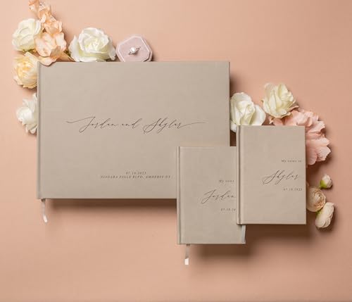 Personalized Wedding Book Set with Guestbook Vow Books (Design 1)