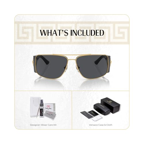 Versace VE2163 Rectangular Sunglasses Bundle for Men for Women, Gold/Grey - image 2