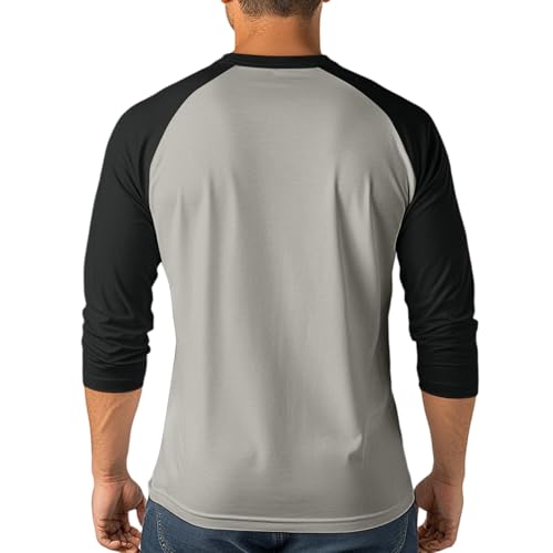 Henley Shirts for Men Raglan 3/4 Sleeve Jersey Baseball T-Shirts Button Down V Neck Shirt Contrast Color Tee Tops3