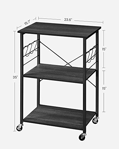 image for VASAGLE Kitchen Shelf on Wheels, Serving Cart with 3 Shelves, Kitchen 