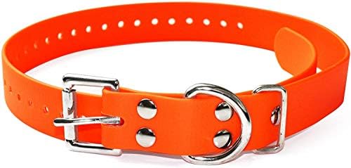 Educator Biothane Dog Collar, Waterproof, Odorproof, Metal Buckle and D Ring, Adjustable for Custom Fit, Cool and Comfortable, for Small, Medium, or Large Dogs, 3/4-Inch, Orange