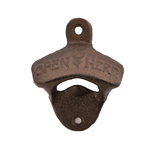 Twine 2771 Rustic Farmhouse Wall Mounted Bottle Opener, Set of 1