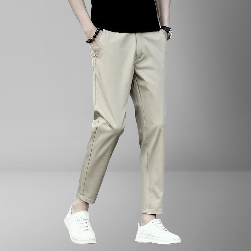 Men's Spring Summer Thin Slim Straight Nine-Tenths Versatile Elastic Casual Pants3
