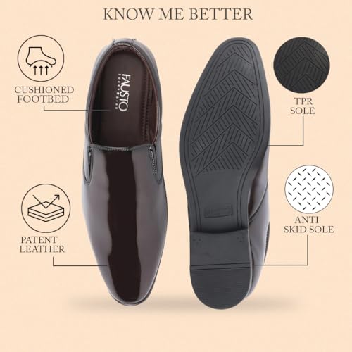 Image of FAUSTO Men Leather Formal Pull-On Shoes