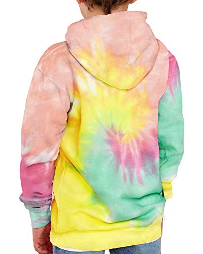 Image of GAMISOTE Unisex Kids Tie Dye Sweatshirt Boys Girls Hooded Kangaroo Pocket Pullover Hoodies