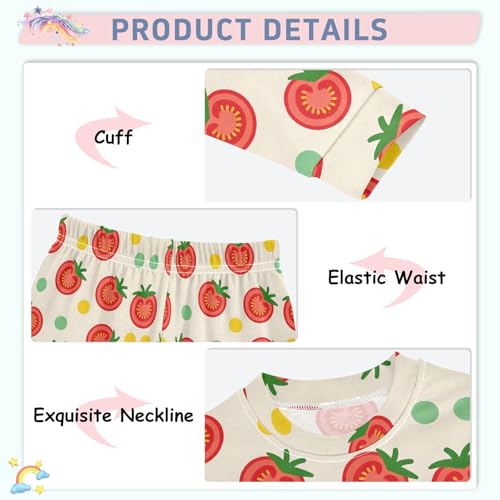 ALAZA Yellow Tomato Polka Dot 2 Piece Pajama Set Long Sleeve Top and Pants Sleepwear Unisex4