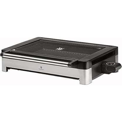 WMF Lono Tischgrill elektrisch mit Glasdeckel, beschichtete Grillplatte, herausnehmbare Auffangschale, spülmaschinenfest, Edelstahl matt, 2200 Watt – Bild 4