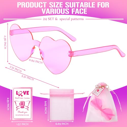 Breast Cancer Awareness Gifts Bulk Sunglasses Accessories Pink Heart Shaped Glasses Breast Cancer Survivor Gift2