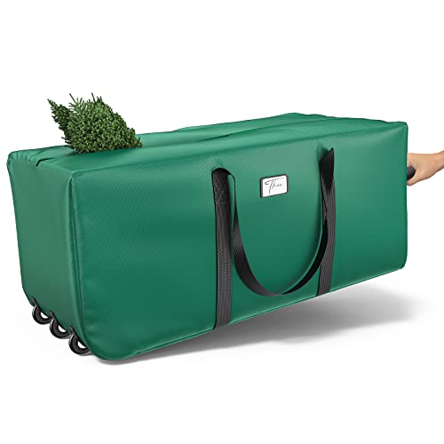 Winpull Rolling Christmas Tree Storage Bag, 55" X 24" X 22", Fits Up To 9Ft Artificial Disassembled Christmas Tree, Extra Large Heavy Duty Xmax Storage Container With 3 Wheels & Dual Zippers & Buckle & Reinforced Handles (Green) #TOP28