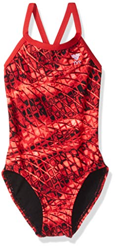 TYR Girls Plexus Diamondfit Swimsuit, Red, 24