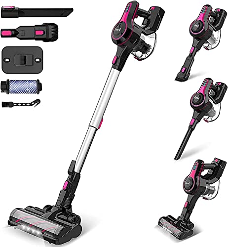 INSE N5 Aspiradora Escoba sin Cable 20KPa/45Mins, Aspirador Potente 6 en 1 con depósito de Polvo Grande de 1,2 l,Cepillo para Suelos con LED, alfombras, Pelo de Mascotas, Autos y más Cover