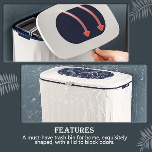 Caneca de basura colgante de cocina con tapa 8L azul miniatura 3
