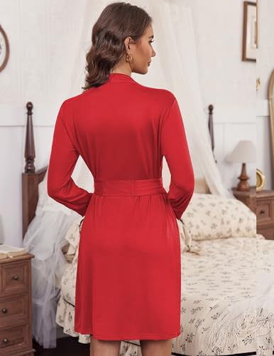 Image of HOTOUCH Womens Robe Lightweight Short Knit Bathrobe Soft Ladies Sleepwear with Pockets