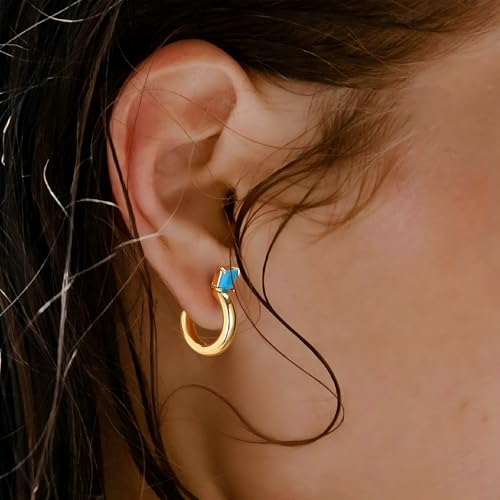 FETTERO Gold Hoop Earrings for Women, 14K Gold Plated Open C Shape Hoops Lightweight Chunky Gold Earrings, Hypoallergenic Gold Earrings for Women Ear Piercing Jewelry Gifts