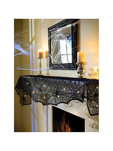 AMSCAN Lace Cobweb Mantel Scarf, Halloween Decorations, Party Props, 8 ft