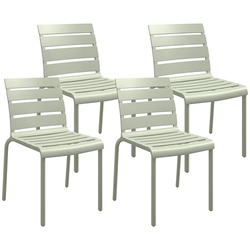 Outsunny Lot de 4 chaises de Jardin chaises de Bistro empilables avec Assise et Dossier à Lattes dim. 42L x 54l x 78H cm Vert