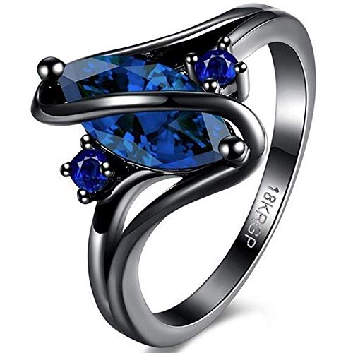 Black Gold Plated Oval Shape Austrian Crystal Stone Promise Statement Ring