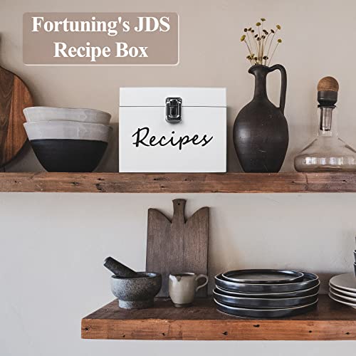 Fortuning's Jds Recipe Box With Cards And Dividers, Pinewood Recipe Organizer With 50 Double Sided 4X6 Recipe Cards, 50 Card Sheet Protectors, 12 Dividers And Label Stickers #TOP1