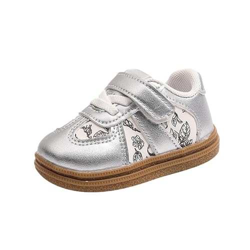 Baskets pour bébé de 1 an - Unisexe - Antidérapantes - Chaussures de sport légères et confortables - Chaussures de loisirs - Chaussures de course, argenté, 17 EU