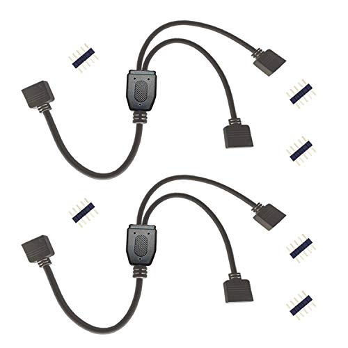 2pcs Câble Diviseur 1 à 2 Bande LED RGBW Câble Séparateur Ruban LED Répartiteur DC à 2 Voies 1 to 2 LED Splitter Cable 5 Broches Rallonge pour SMD 5050 RGBW LED Strip -30cm, Noir Cover