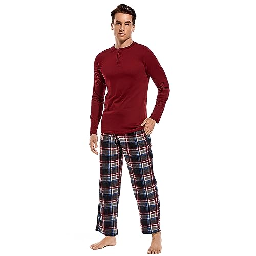 DG Hill Pajama Pants Men - Flannel Pajama Pants Fleece PJS Sets Cotton Top - Mens Pajama Set PJ Sleep Pant Loungewear Sets