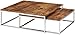 Produktbild Relaxdays Couchtisch Holz FLAT 2er Set natur HBT 27 x 80 x 80 cm großer Wohnzimmertisch passt ineinander als Satztisch flacher Beistelltisch mit Chrom-Metall für Stube als Sofatisch, dunkel-braun