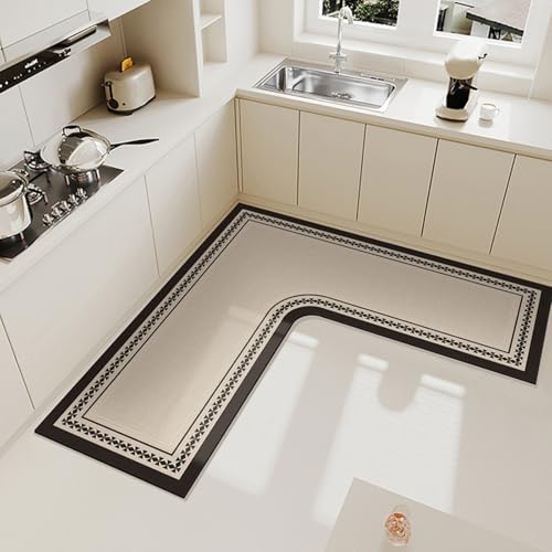 AHTCPO Corner Sink Kitchen Mat, 1-Piece L Shaped Rug for Kitchen, Super Absorbent Kitchen Floor Mats(Color 6,70 * 70 * 45cm)
