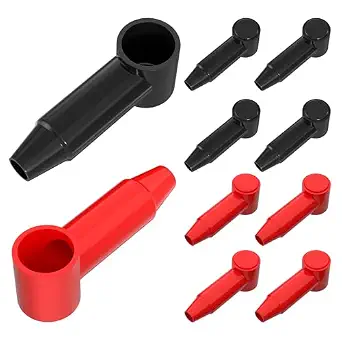 RVBOATPAT 10Pack Battery Terminal Cover for 1/4",5/16",3/8" Battery Post, Silicone Stud Terminal Cover Protector Boot fit 4 to 2/0 AWG Gauge Cable for Car Truck RV Solar