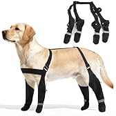 AuraPaw Dog Shoes Reflective & Waterproof–Dog Suspender Boots for Walking & Hiking & Running, Adjustable, Non-Slip, Stay-On Pet Booties Paw Protectors for Medium Dogs, Black, Size XL