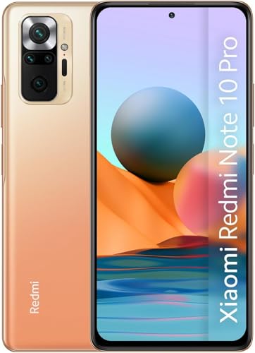 XIAOMI Redmi Note 10 Pro Móvil Libre | 6GB RAM 128GB | Cámara 108MP Cuádruple | Pantalla AMOLED 120Hz| Snapdragon 732G | Color Dorado | 4G LTE, Accesorios no incluidos (Reacondicionado)