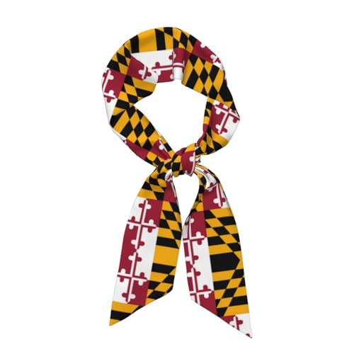 Maryland State Flag Printed silk scarf 46.9x3.1 inches, light, soft and warm shawl