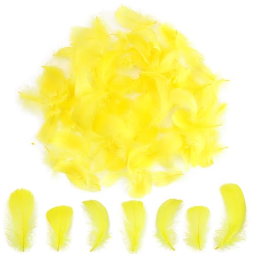300pcs Yellow Feathers 2-3 Inches Bulk Feathers for Crafting Dream Catcher Accessories Art Projects DIY Crafting Handi Crafts Party Decoration (Yellow)