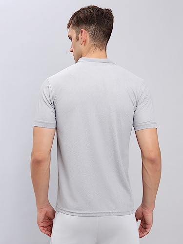 Image of TECHNOSPORT Men's Polyester Slim Fit Self-Design Short Sleeve Polo Matpiq T-Shirt with Anti Microbial, Techno Dry for Regular and Casual Use