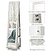 CHARMAID 360° Swivel Jewelry Armoire with Higher Full Length Mirror & Inside Makeup Mirror, Standing Lockable Jewelry Cabinet Organizer, Large Capacity, Back Storage Shelves (Grayish White)