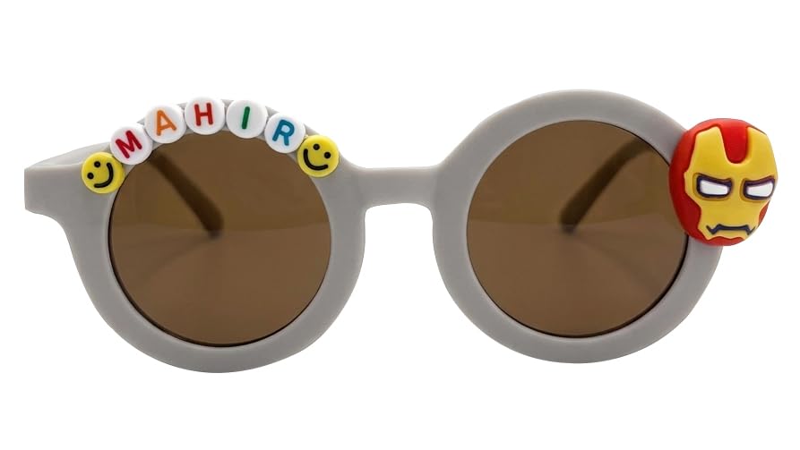 Image of PLAS ART STUDIO Customised round sunglasses Kids Sunglasses Get Kids Name on Frame For Girls & Boys. (Recommended Age 2+)