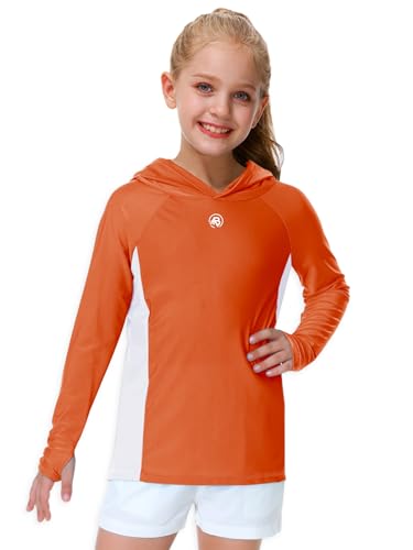 Image of AOBUTE Unisex Kids Long Sleeve Hoodie Rash Guard Boys UPF 50+ Swim Top with Thumb Hole 3-12 Years
